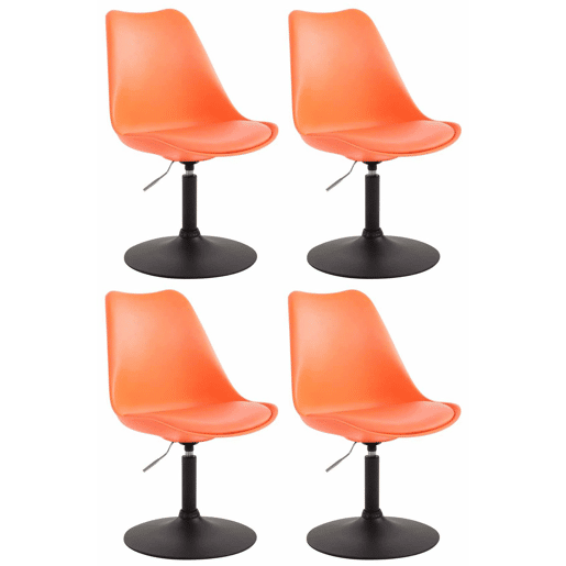 Set de 4 sillas de comedor Maverick con pie de trompeta Plástico Naranja 57X48X76 cm