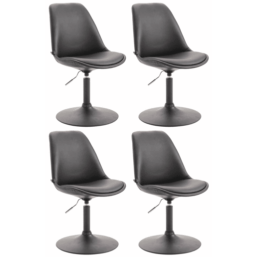 Set de 4 sillas Lounge Maverick en polipiel Simil cuero Negro 57X48X76 cm