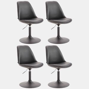 Set de 4 sillas Lounge Maverick en polipiel Simil cuero Negro 57X48X76 cm