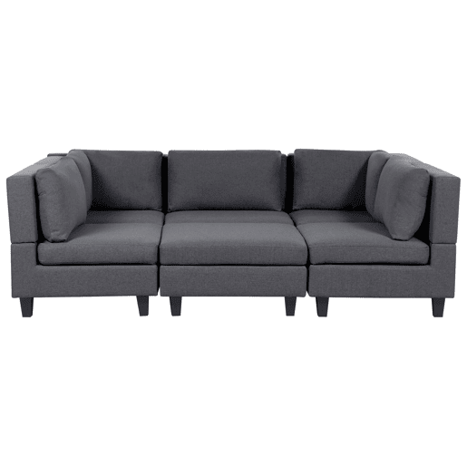 Sofá modular 5 lugares com repousa-pés em tecido UNSTAD