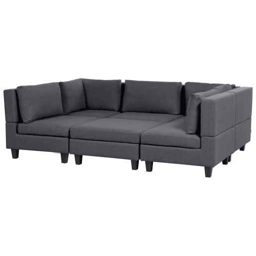 Sofá modular 5 lugares com repousa-pés em tecido UNSTAD