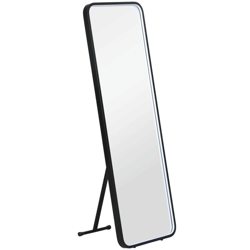 HOMCOM Espelho de Pé com Luzes LED Espelho de Corpo Inteiro 151,5x50 cm Independente ou de Parede com Iluminação Ajustável em 3 Cores Função de Memória para Dormitório Preto
