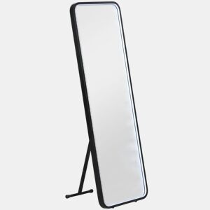 HOMCOM Espelho de Pé com Luzes LED Espelho de Corpo Inteiro 151,5x50 cm Independente ou de Parede com Iluminação Ajustável em 3 Cores Função de Memória para Dormitório Preto