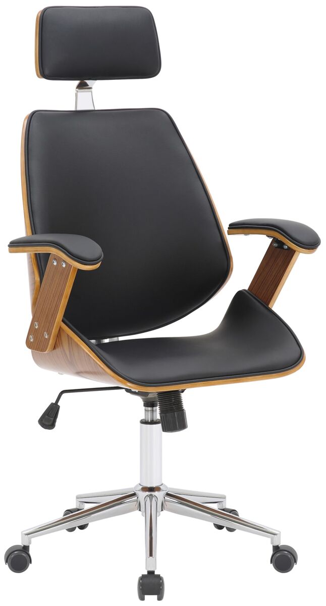 Silla de oficina chicago en cuero sintético & madera nogal/negro 61x66x118 cm