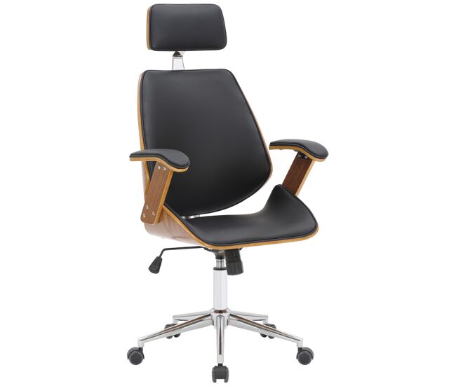 Silla de oficina chicago en cuero sintético & madera nogal/negro 61x66x118 cm