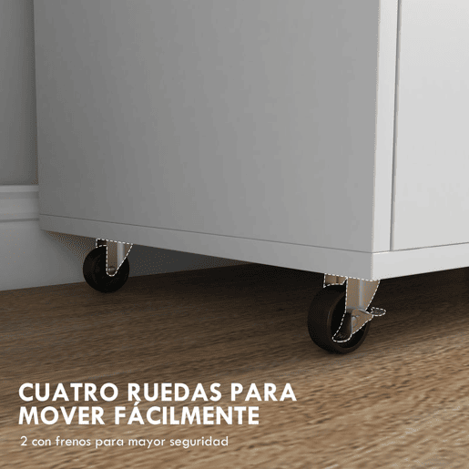 Vinsetto Armário para Escritório Armário para Arquivos com Rodas Gaveta Barra Suspensa para Tamanho A4 e 2 Compartimentos de Armazenamento para Estúdio Sala de Estar 76x40x75,5 cm Branco e Madeira