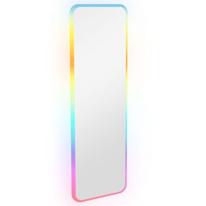 HOMCOM Espelho de Corpo Inteiro com Luzes LED 120x40 cm Espelho de Parede Ajustável com Iluminação em 7 Cores RGB e Função de Memória para Dormitório Prata