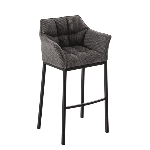 Taburete de Bar Damaso Tela con Base de Cuatro Patas Gris titanio 48X64X110 cm
