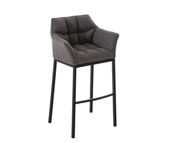 Taburete de bar damaso tela con base de cuatro patas gris titanio 48x64x110 cm
