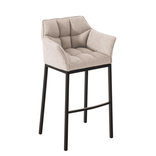 Taburete de Bar Damaso Tela con Base de Cuatro Patas Marfil 48X64X110 cm