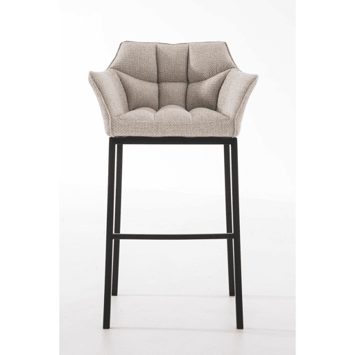 Taburete de Bar Damaso Tela con Base de Cuatro Patas Marfil 48X64X110 cm