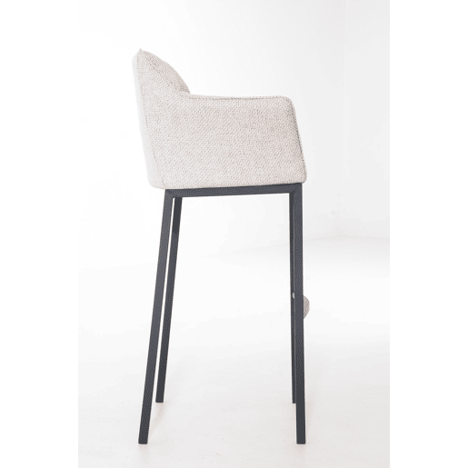 Taburete de Bar Damaso Tela con Base de Cuatro Patas Marfil 48X64X110 cm