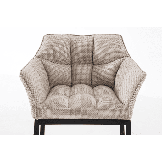 Taburete de Bar Damaso Tela con Base de Cuatro Patas Marfil 48X64X110 cm