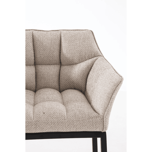 Taburete de Bar Damaso Tela con Base de Cuatro Patas Marfil 48X64X110 cm
