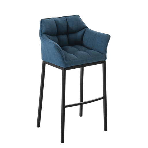 Taburete de Bar Damaso Tela con Base de Cuatro Patas Azul 48X64X110 cm