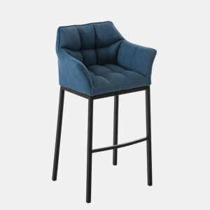 Taburete de Bar Damaso Tela con Base de Cuatro Patas Azul 48X64X110 cm