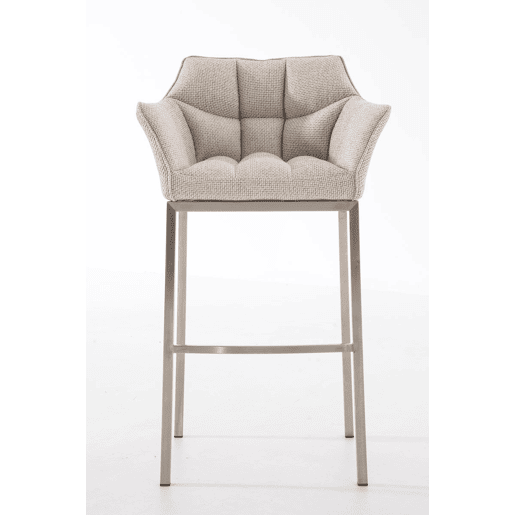 Taburete de Bar Damaso Tela con Base de Cuatro Patas Marfil 48X64X110 cm