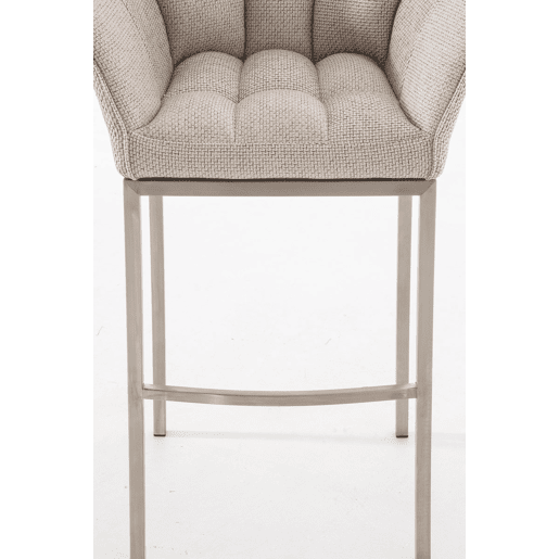 Taburete de Bar Damaso Tela con Base de Cuatro Patas Marfil 48X64X110 cm