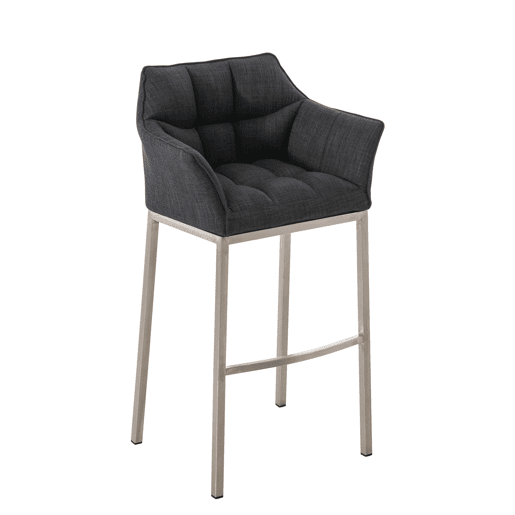 Taburete de Bar Damaso Tela con Base de Cuatro Patas Gris oscuro 48X64X110 cm