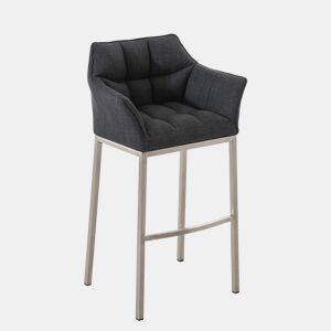 Taburete de Bar Damaso Tela con Base de Cuatro Patas Gris oscuro 48X64X110 cm