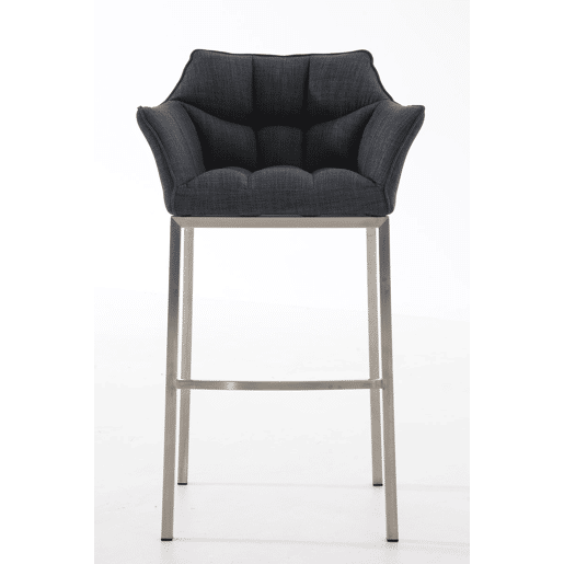 Taburete de Bar Damaso Tela con Base de Cuatro Patas Gris oscuro 48X64X110 cm