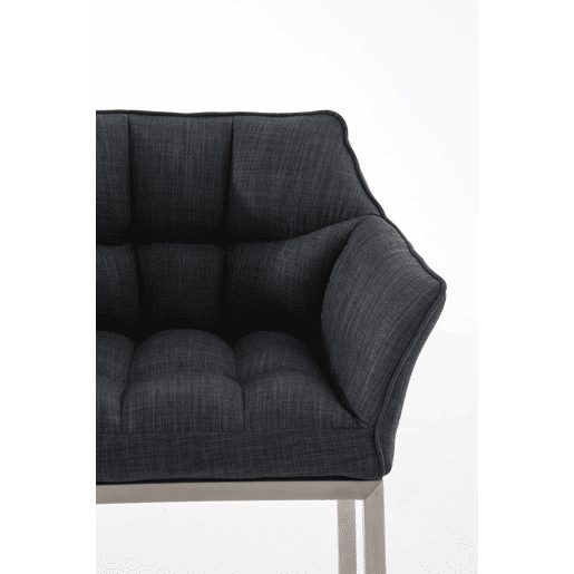 Taburete de Bar Damaso Tela con Base de Cuatro Patas Gris oscuro 48X64X110 cm