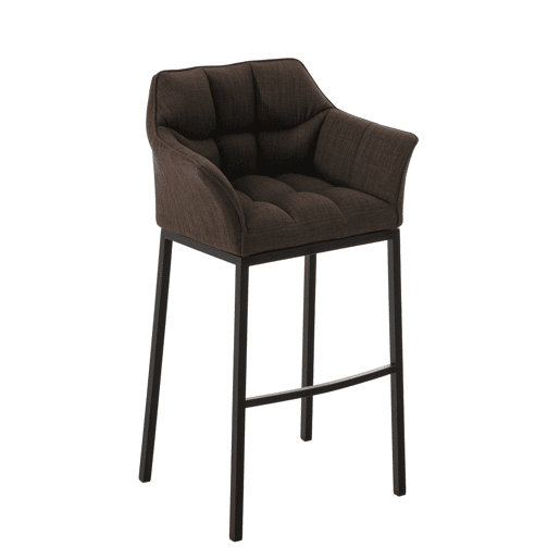Taburete de Bar Damaso Tela con Base de Cuatro Patas Marrón 48X64X110 cm