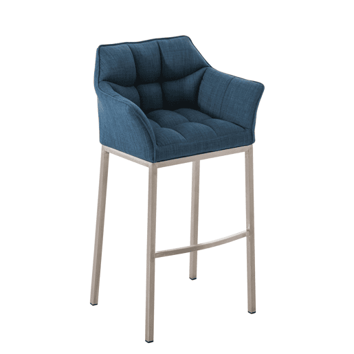 Taburete de Bar Damaso Tela con Base de Cuatro Patas Azul 48X64X110 cm
