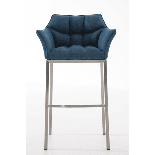 Taburete de Bar Damaso Tela con Base de Cuatro Patas Azul 48X64X110 cm