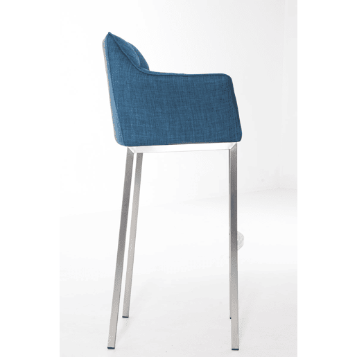 Taburete de Bar Damaso Tela con Base de Cuatro Patas Azul 48X64X110 cm