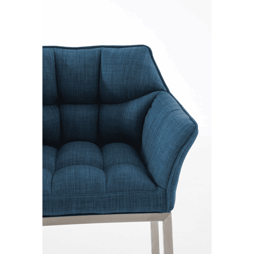 Taburete de Bar Damaso Tela con Base de Cuatro Patas Azul 48X64X110 cm