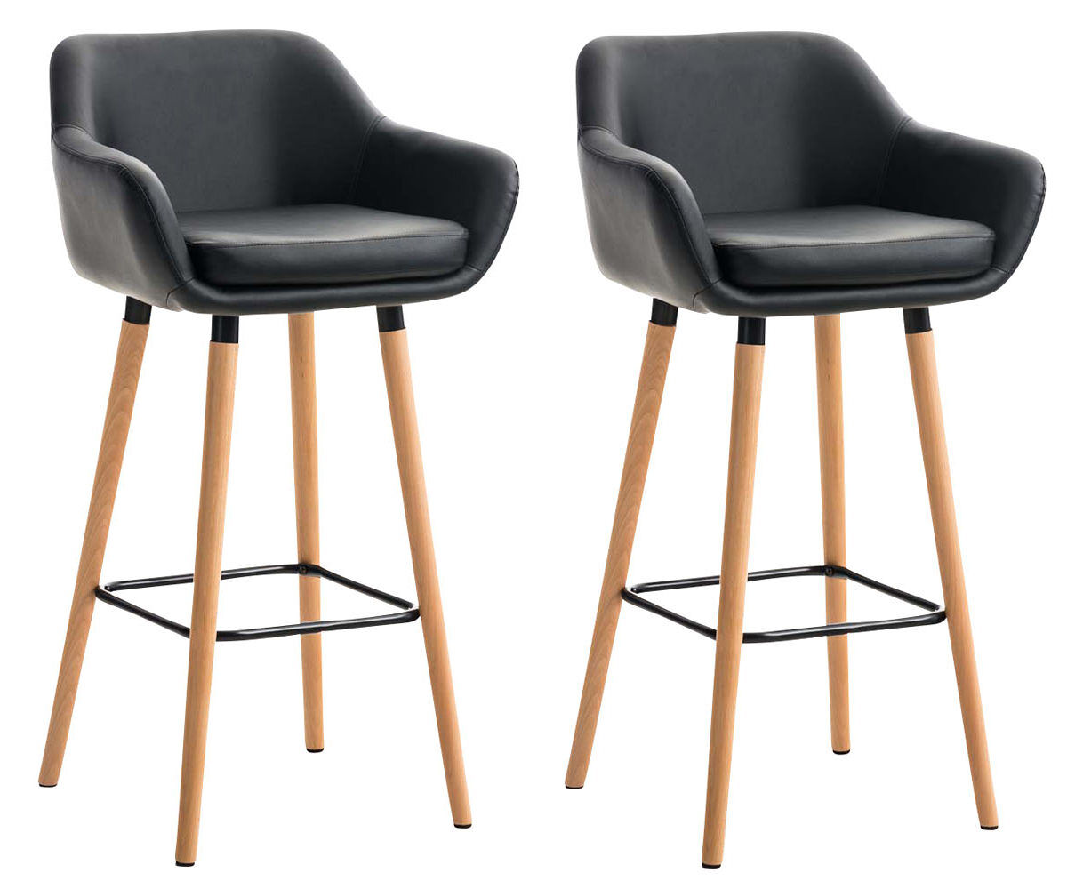 Set de 2 taburetes grant en simil cuero negro 46x55x99 cm