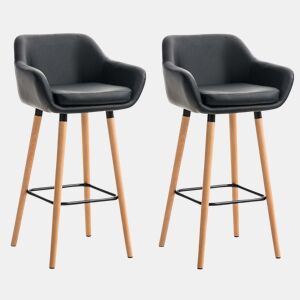 Set De 2 Taburetes Grant En Simil Cuero Negro 46X55X99 cm