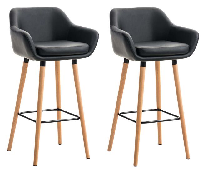 Set de 2 taburetes grant en simil cuero negro 46x55x99 cm