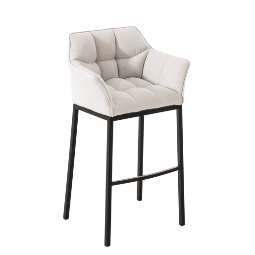 Taburete de Bar Damaso Tela con Base de Cuatro Patas Blanco 48X64X110 cm