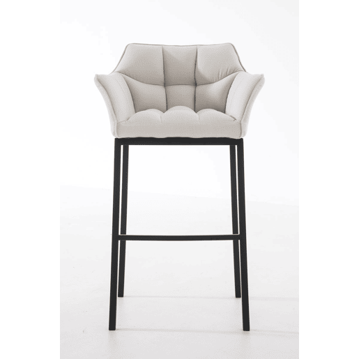 Taburete de Bar Damaso Tela con Base de Cuatro Patas Blanco 48X64X110 cm