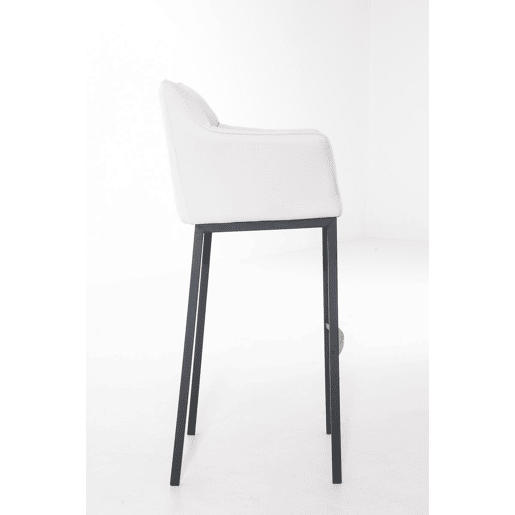 Taburete de Bar Damaso Tela con Base de Cuatro Patas Blanco 48X64X110 cm