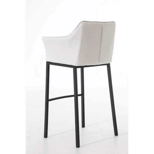 Taburete de Bar Damaso Tela con Base de Cuatro Patas Blanco 48X64X110 cm