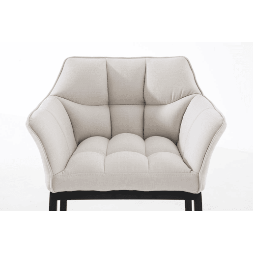 Taburete de Bar Damaso Tela con Base de Cuatro Patas Blanco 48X64X110 cm