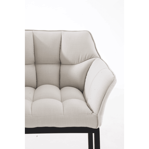 Taburete de Bar Damaso Tela con Base de Cuatro Patas Blanco 48X64X110 cm