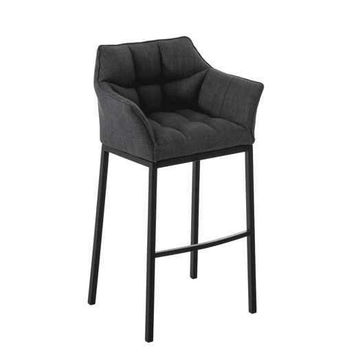 Taburete de Bar Damaso Tela con Base de Cuatro Patas Gris oscuro 48X64X110 cm