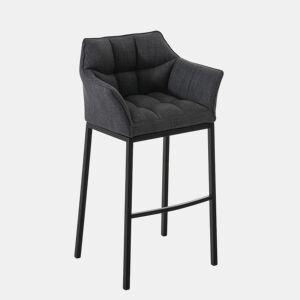 Taburete de Bar Damaso Tela con Base de Cuatro Patas Gris oscuro 48X64X110 cm
