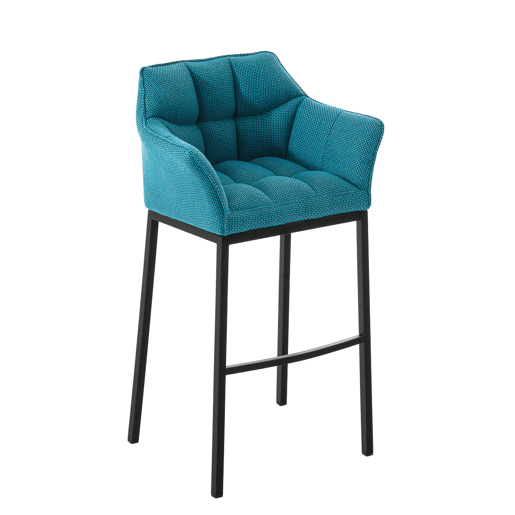 Taburete de Bar Damaso Tela con Base de Cuatro Patas Turquesa 48X64X110 cm
