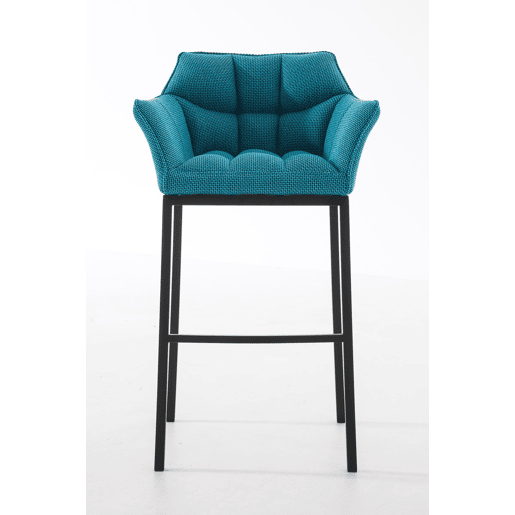 Taburete de Bar Damaso Tela con Base de Cuatro Patas Turquesa 48X64X110 cm