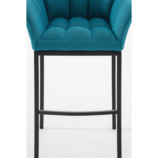 Taburete de Bar Damaso Tela con Base de Cuatro Patas Turquesa 48X64X110 cm