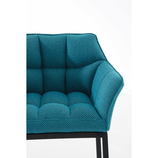 Taburete de Bar Damaso Tela con Base de Cuatro Patas Turquesa 48X64X110 cm
