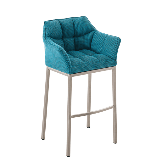 Taburete de Bar Damaso Tela con Base de Cuatro Patas Turquesa 48X64X110 cm