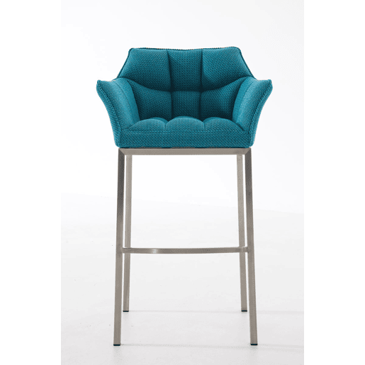 Taburete de Bar Damaso Tela con Base de Cuatro Patas Turquesa 48X64X110 cm