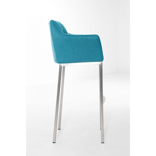 Taburete de Bar Damaso Tela con Base de Cuatro Patas Turquesa 48X64X110 cm