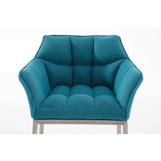 Taburete de Bar Damaso Tela con Base de Cuatro Patas Turquesa 48X64X110 cm